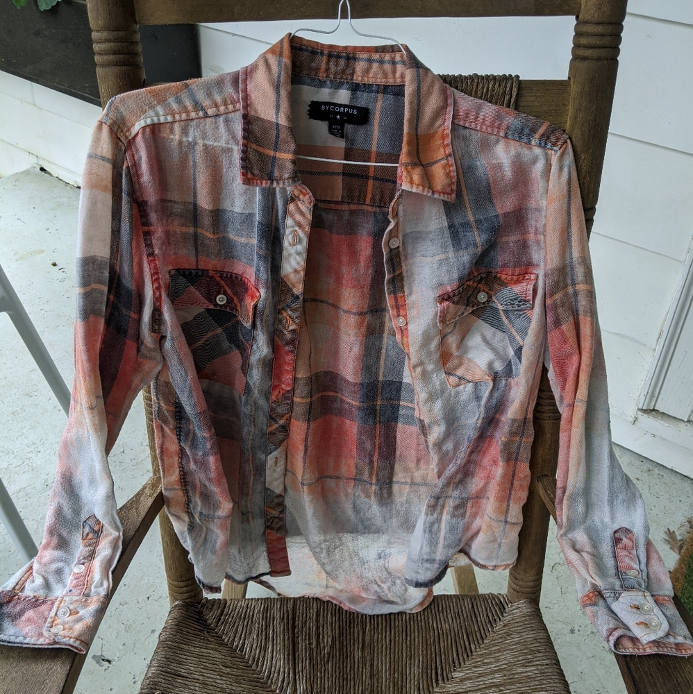 Plaid Button Down Orange/Red